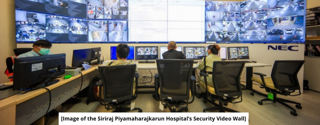 [Image of the Siriraj Piyamaharajkarun Hospital’s Security Video Wall]